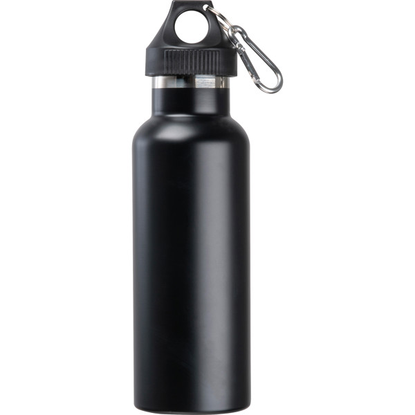 Vacuum flask, matt, 500ml with carabiner NICOLAS - Black