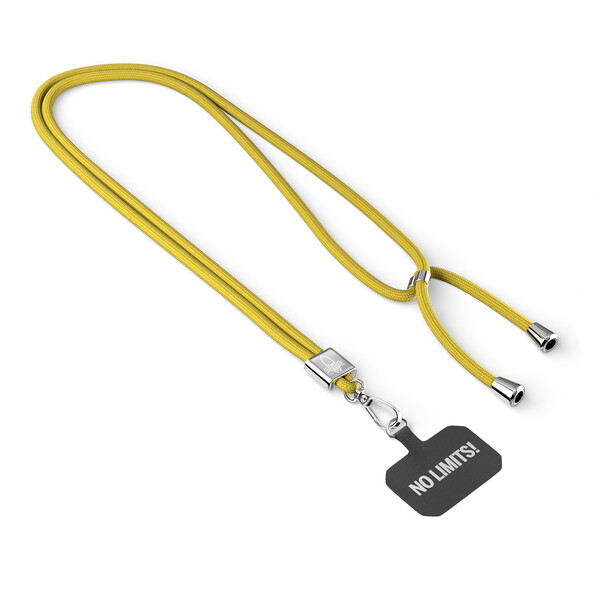 Crossbody, trendy 2-tone cord phone holder made of recycled polyester (rPET) - Bright Yellow / Silver accessories
