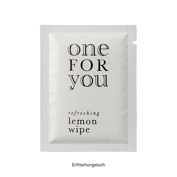 Promotional tag, refreshing wipe