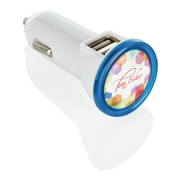 Double chargeur allume-cigare USB 2.1A - Bleu / Blanc