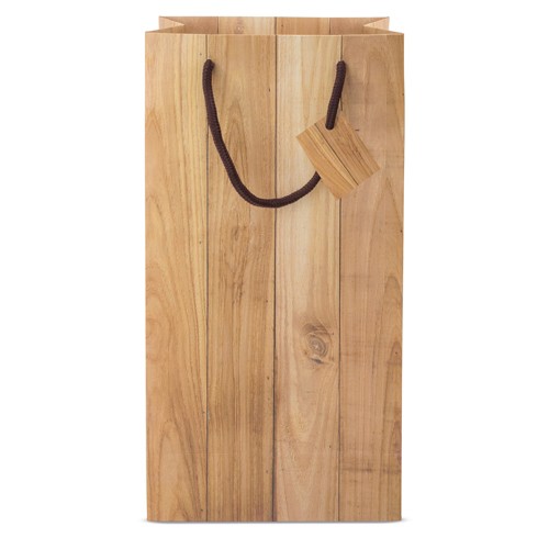 WOOD EFFECT PAPER BAG FOR 2 BOTTLES "ABETO"