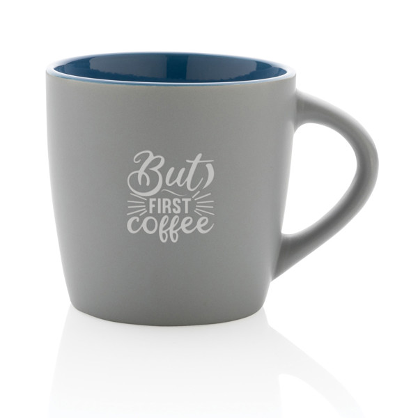 Mug 300ml en céramique avec intérieur coloré - Bleu / Gris