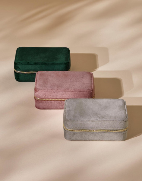 Velvet Travel Jewellery Box - Dark Emerald / ONE SIZE