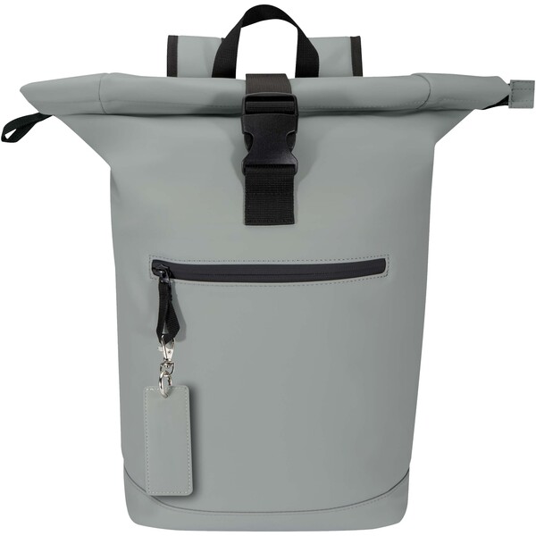 Resi Plus GRS gerecyclede rechthoekige bedelsleutelhanger - Grijs