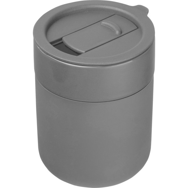 Ceramic drinking cup with silicone sleeve, 340ml ALBERT - Silvergrey