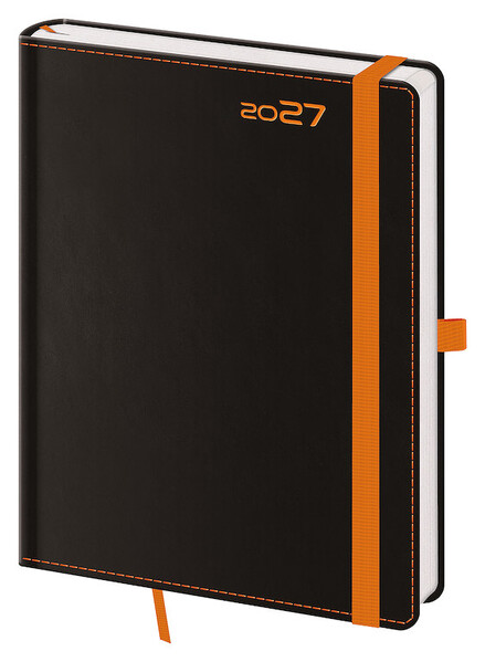 Týždenný diár B6 Black Orange s pútkom