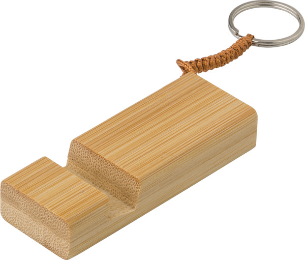 Suporte telemóvel em bambu com porta-chaves. Kian