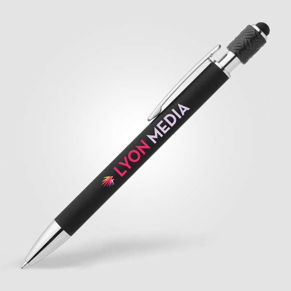 Stylo Wave Spinner Stylus en aluminium - Noir / Jet d’encre 4 couleurs