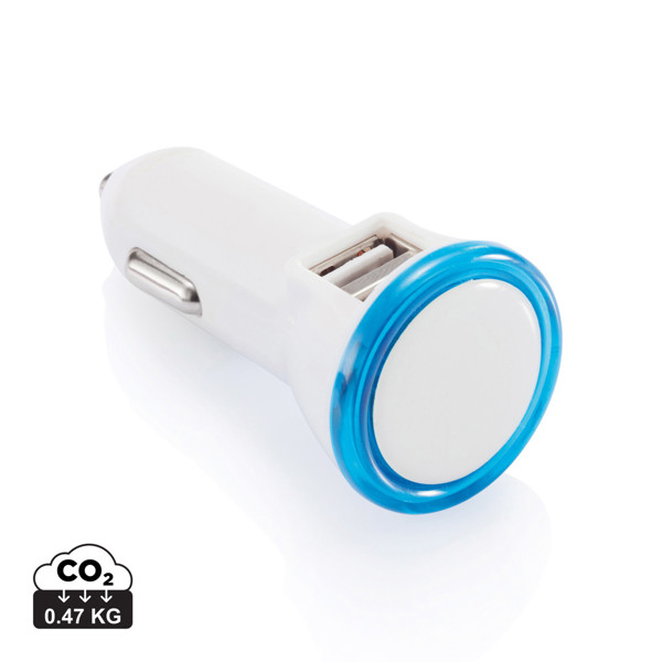 Double chargeur allume-cigare USB 2.1A - Bleu / Blanc