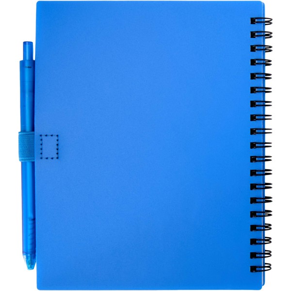 Ensemble carnet à couverture souple en plastique recyclé et stylo bille (encre bleue) Niove - Bleu