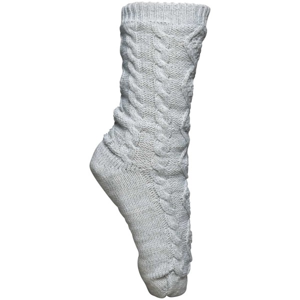 Sherpa-Lined Lounge Socks - Snow Grey Melange