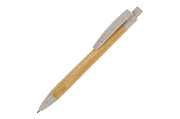 Stylo bille en bambou et paille de blé - Gris