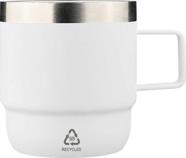Gerecycled roestvrijstalen dubbelwandige drinkbeker (180 ml) Lilia - wit
