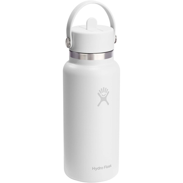 Hydro Flask Wide Mouth 946 ml insulated stainless steel water bottle with straw cap - Black