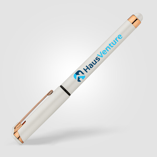Islander Gel Pearl Rose Gold Stylus Pen - White / Colourjet