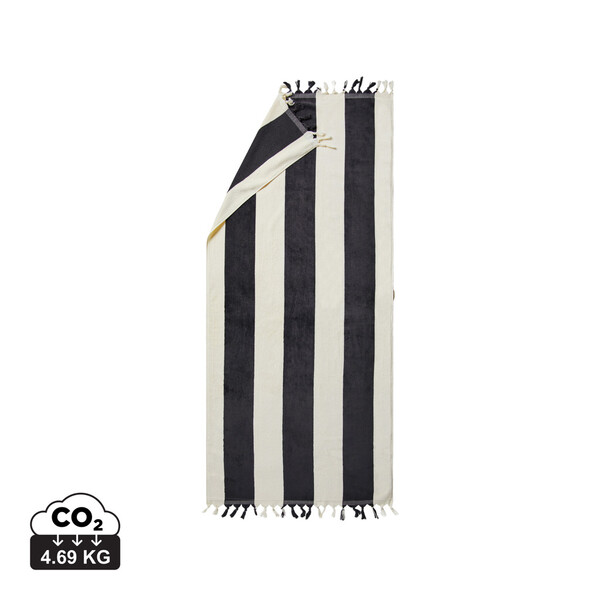 Brisača za plažo Vinga Valmer 450g/m2, 180x80cm - Črna / bež