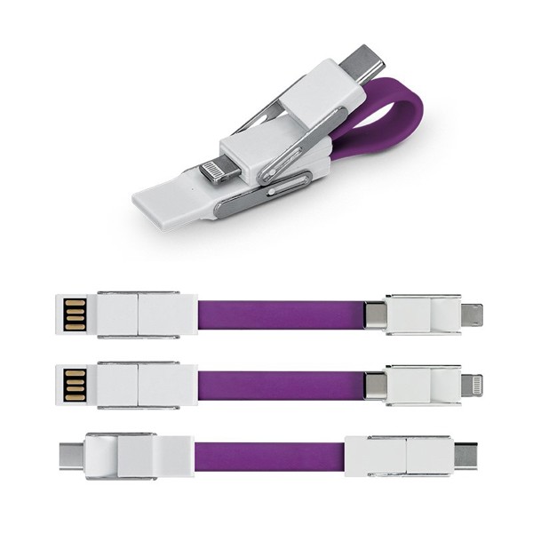 CÂBLE DE CHARGE RAPIDE (20 W) ET TRANSFERT DE DONNEES 6 EN 1 - Violet