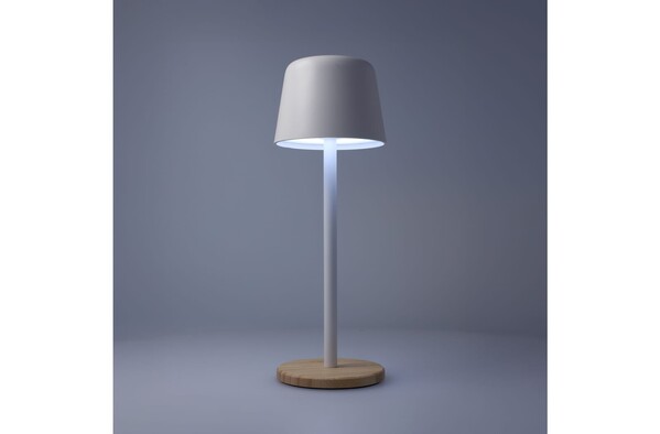 Lampe de table Solis à intensité variable avec pied en bambou - Blanc