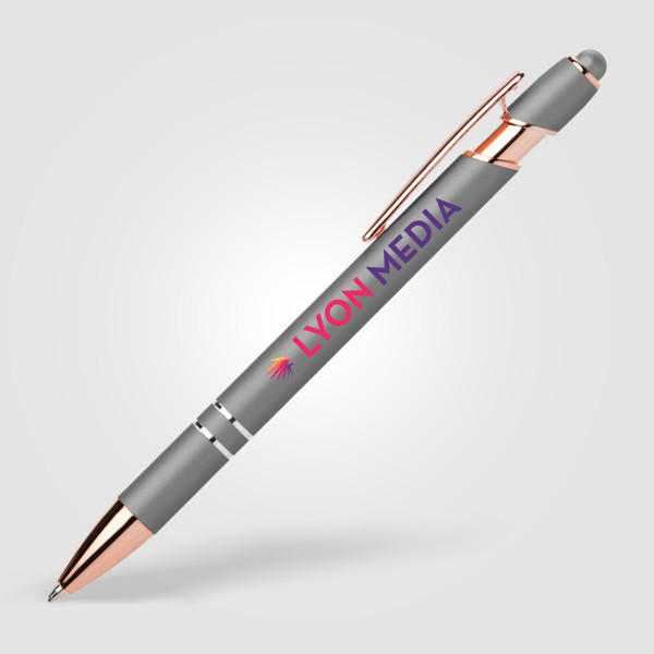 Stylo Prince Softy Rose Gold Métallique avec Stylet - Argent / Laser