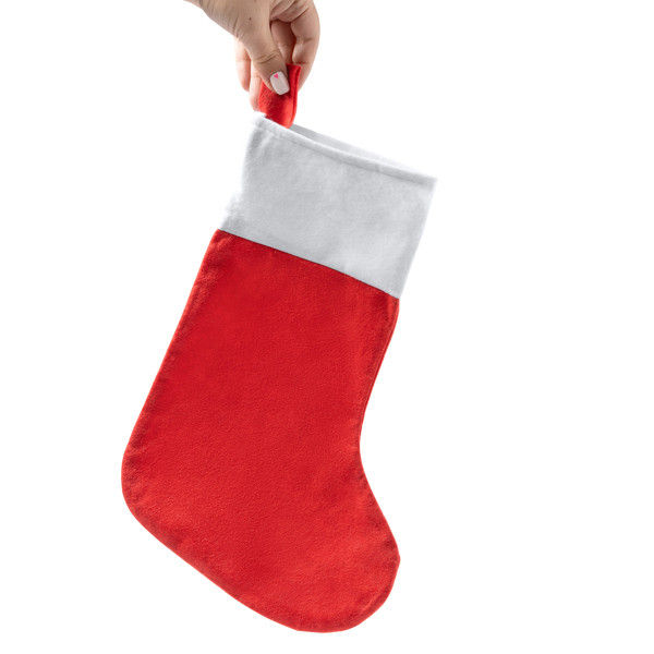 Personalised Christmas stocking with branding band and hanging strap