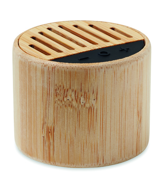Okrogli Lux bambusov zvočnik 3W, baterija 300 mAh