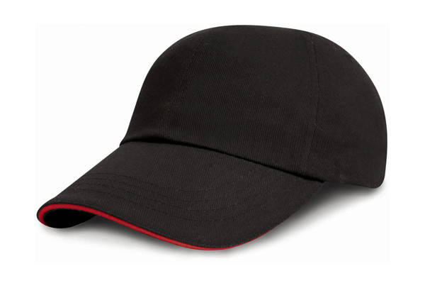 Junior Brushed Cotton Cap - Black / Red / ONE SIZE
