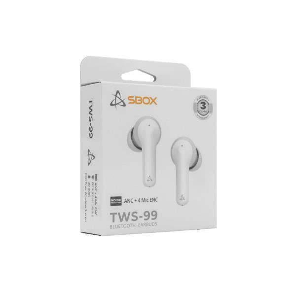 SBOX wireless headphones with charging box, Bluetooth 5.3 - WHITE