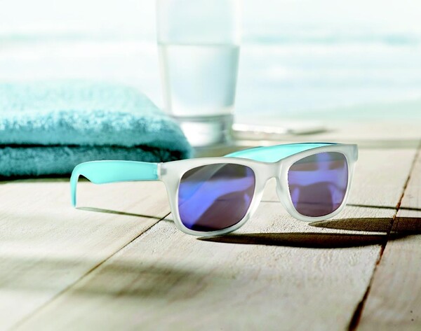 Lunettes de soleil miroir America Touch - Bleu