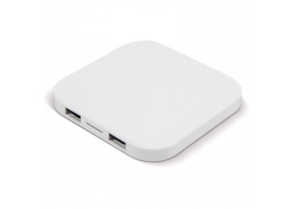 Wireless charging pad 5W with 2 USB ports - White