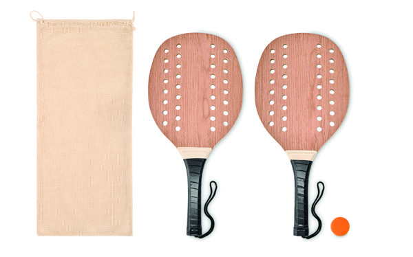 Leseni komplet za tenis na mivki Palas, ročaj PU
