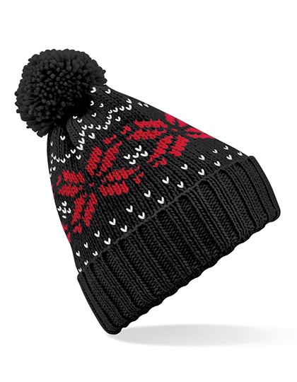 Fair Isle Snowstar® Beanie - Black / Classic Red / White / One Size