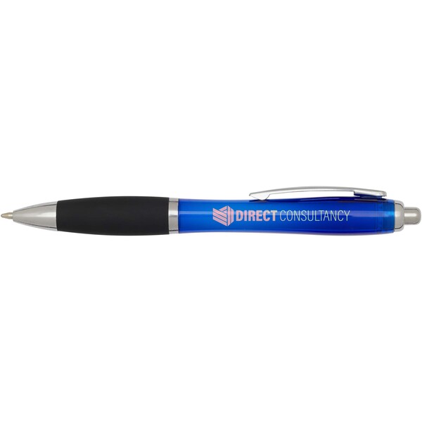 Stylo bille en plastique recyclé RCS avec corps coloré et grip noir (encre noire) Nash - Bleu royal
