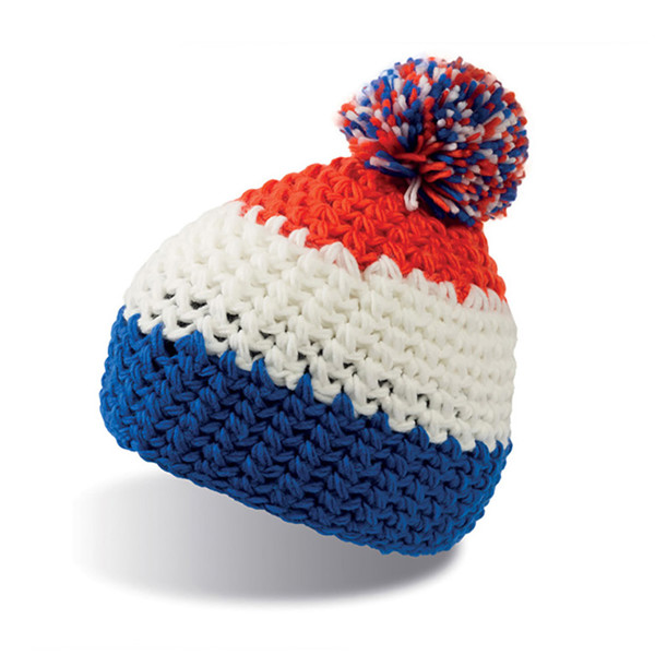 Gorro Everest , 100% Acrílico - Azul Royal E Branco