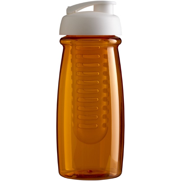 Bidon H2O Pulse® o pojemności 600 ml z wieczkiem zaciskowym zmożliwością przyrządzania wody smakowej - Pomaranczowy Przezroczysty / Biały