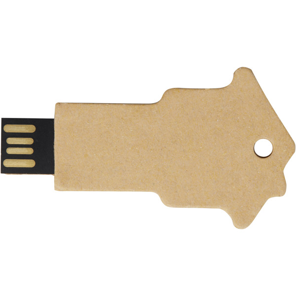 Clé USB 2.0 en papier recyclé en forme de maison - Marron kraft / 4GB