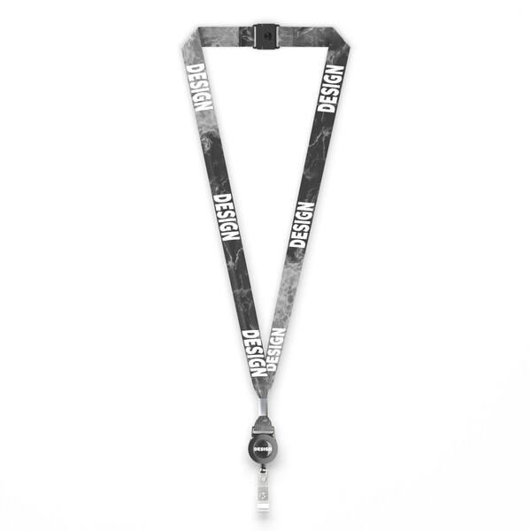 Polyester sublimation badge reel lanyard with metal crimp - 20mm width / Safety breakaway