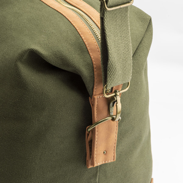 Borsa Duffle In Canvas  Riciclato. Tracolla Regolabile E Removibile Con Fibbie In Metallo - Verde Scuro
