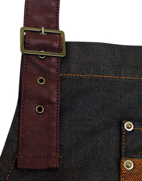 Traper pregača voštanog izgleda 'Division' s umjetnom kožom - Black Denim