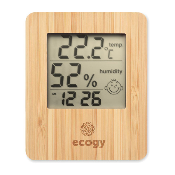 Suncity weather station bamboo, clock, humidity
