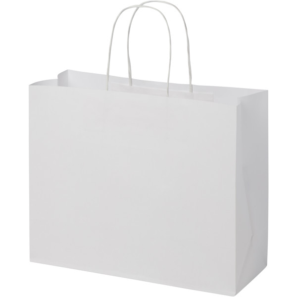 Sac en papier Kraft 120 g/m2avec poignées torsadées, grande taille - Blanc