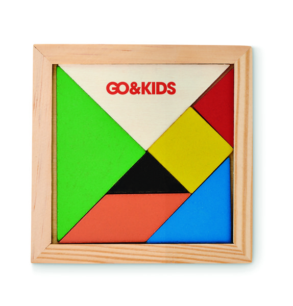 Tangram puzzle in wood
