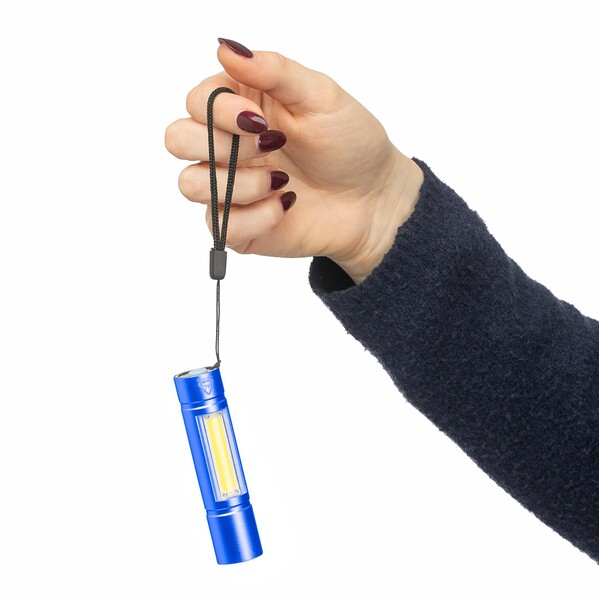 Lampe de poche COB en aluminium recyclé Sami - bleu cobalt