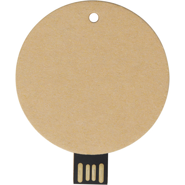 Clé USB 2.0 ronde en papier recyclé - Marron kraft / 64GB