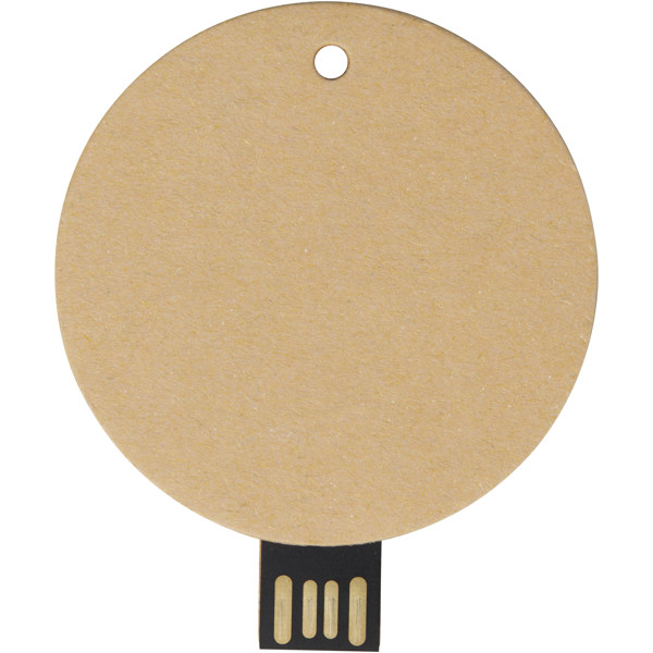 Clé USB 2.0 ronde en papier recyclé - Marron kraft / 32GB