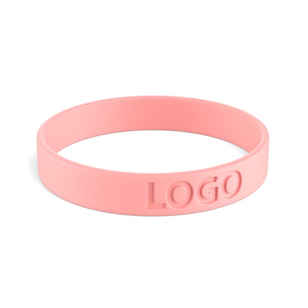 Pulseira de silicone personalizada (12mm width) - Coral Pink / 20x1.2x0.2cm