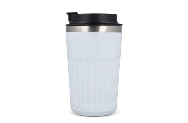 Thermos à café à emporter en acier inoxydable recyclé, 400 ml - Blanc
