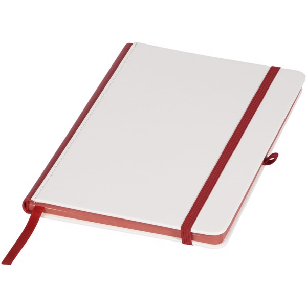 Zápisník s PU obalem pro digitální tisk a barevným hřbetem - Bílá / Červená s efektem námrazy