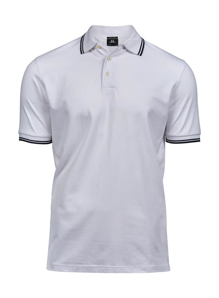 Luxury Stripe Stretch Polo - White / Navy / 3XL