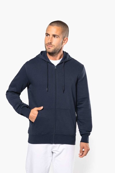 Men's Eco-Friendly Hooded Sweatshirt With Zip Fastening - Black / S