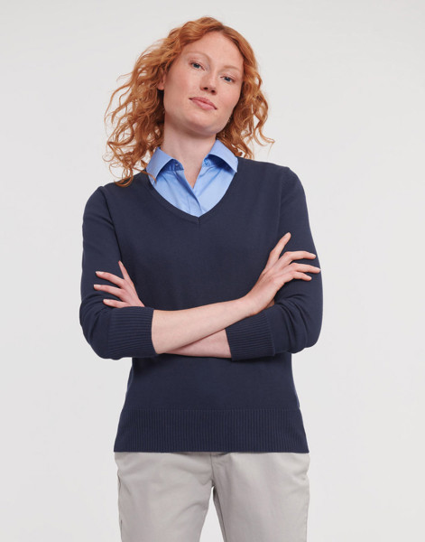 Ladies’ V-Neck Knitted Pullover - Black / 4XL